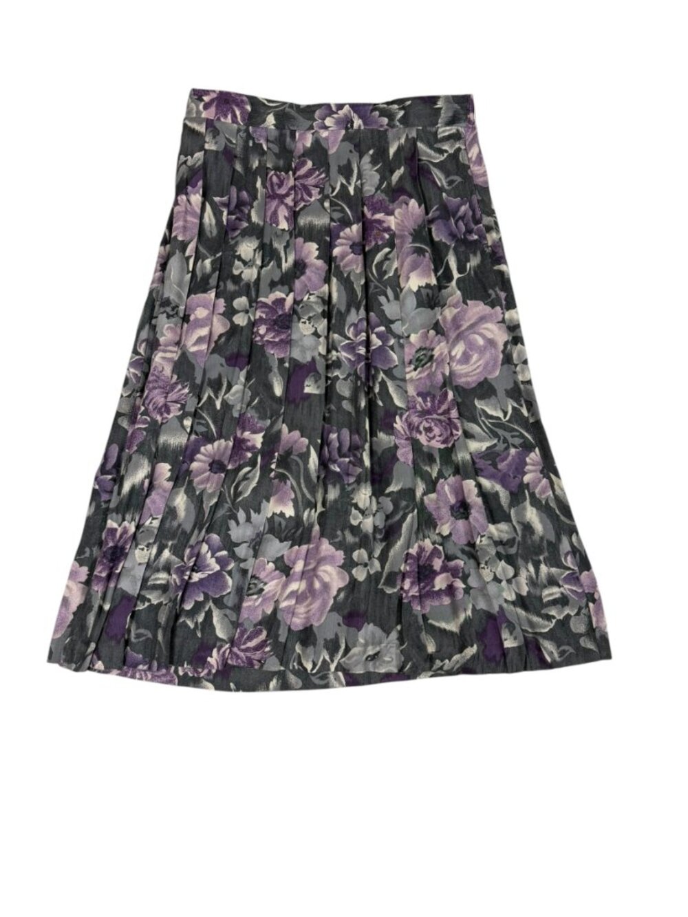 Tanjay Petites floral Midi Skirt Women's Size 12 Purple Gray Elastic Waist - Picture 4 of 9